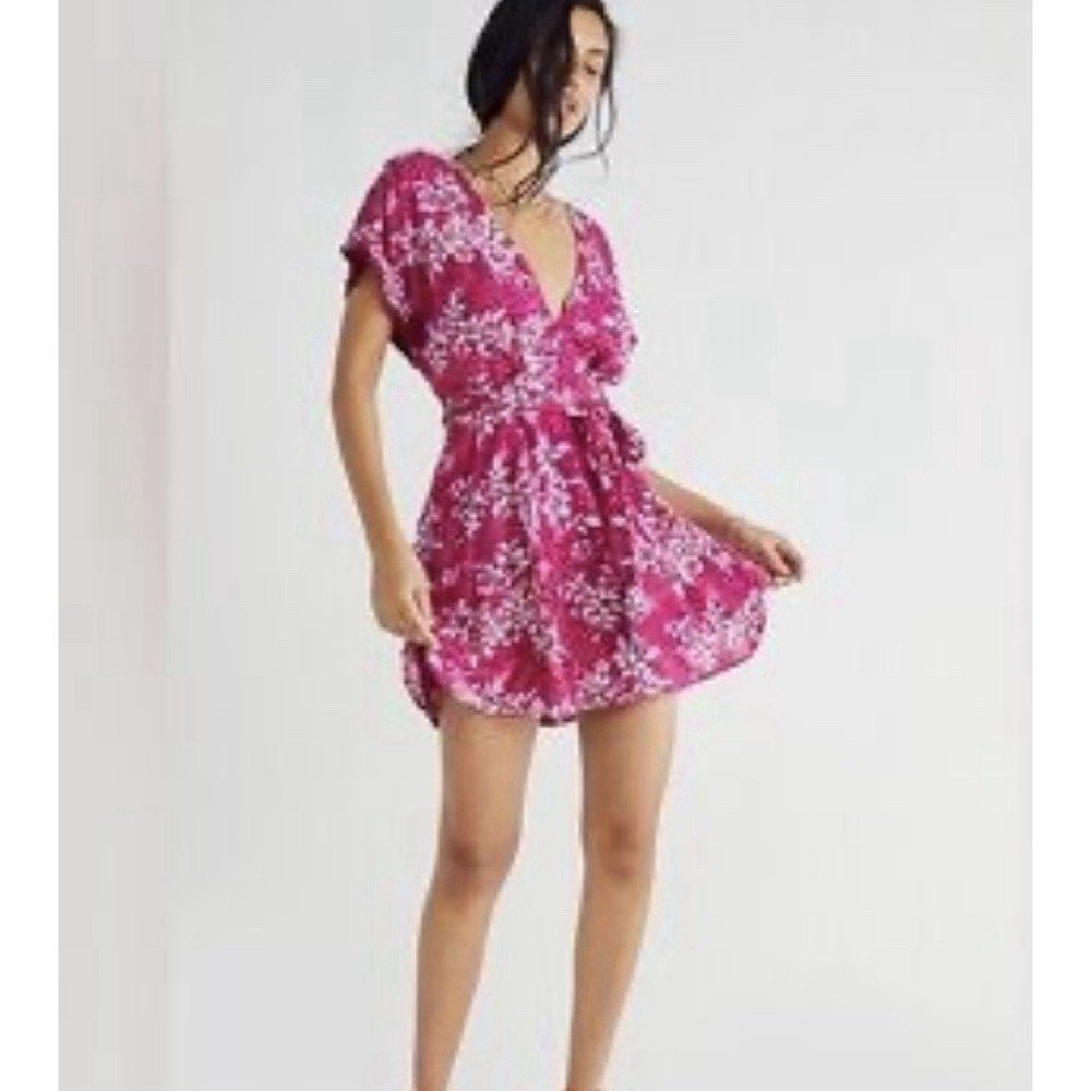 Freee People Women's Freddy Pink Floral Mini Dress Size XS